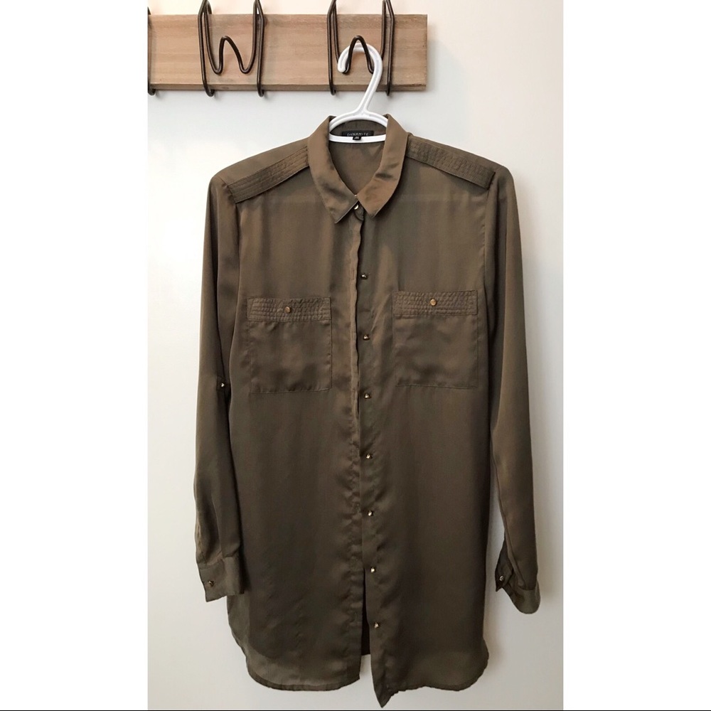Dynamite Silky Khaki Blouse